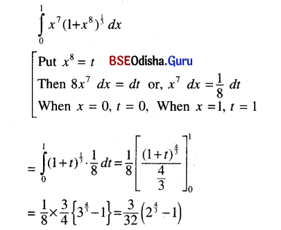 CHSE Odisha Class 12 Math Solutions Chapter 9 Integration Ex 9(j) Q.1(8)