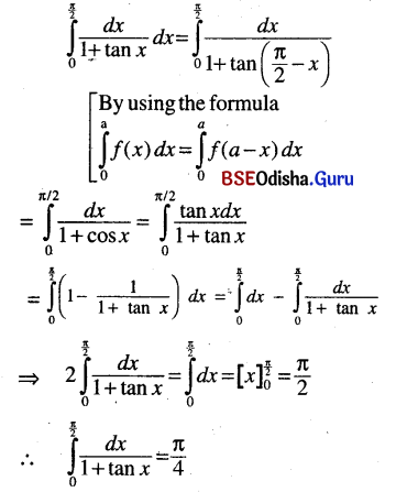 CHSE Odisha Class 12 Math Solutions Chapter 9 Integration Ex 9(k) Q.1(1)