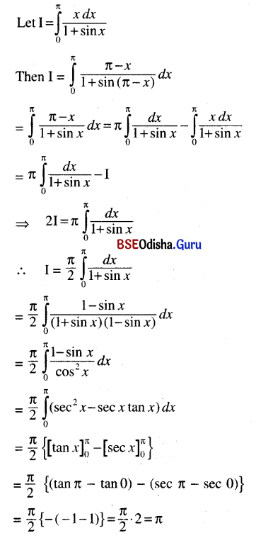 CHSE Odisha Class 12 Math Solutions Chapter 9 Integration Ex 9(k) Q.1(4)
