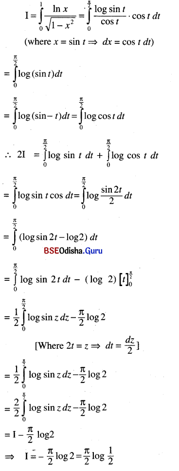 CHSE Odisha Class 12 Math Solutions Chapter 9 Integration Ex 9(k) Q.4(1)