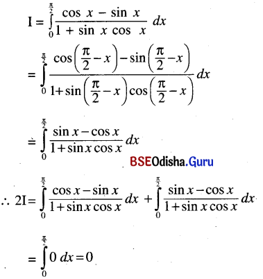 CHSE Odisha Class 12 Math Solutions Chapter 9 Integration Ex 9(k) Q.4(2)