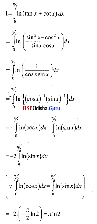CHSE Odisha Class 12 Math Solutions Chapter 9 Integration Ex 9(k) Q.5(1)