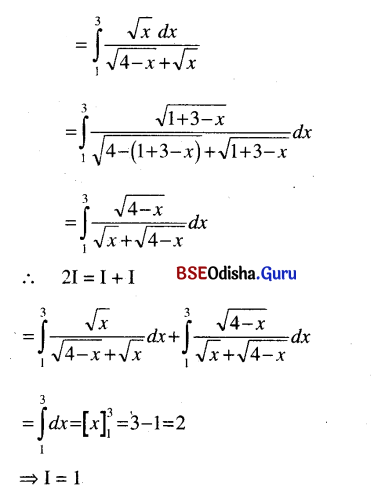 CHSE Odisha Class 12 Math Solutions Chapter 9 Integration Ex 9(k) Q.5(3)