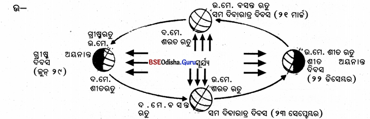 BSE Odisha 6th Class Geography Important Questions Chapter 4 ପୃଥିବୀର ଗତି Q. 1