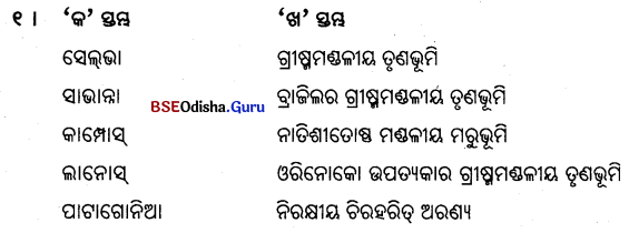 BSE Odisha 6th Class Geography Important Questions Chapter 6(d) ଦକ୍ଷିଣ ଆମେରିକା 1