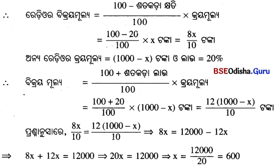 BSE Odisha 8th Class Maths Solutions Algebra Chapter 8 ବ୍ୟାବସାୟିକ ଗଣିତ ...