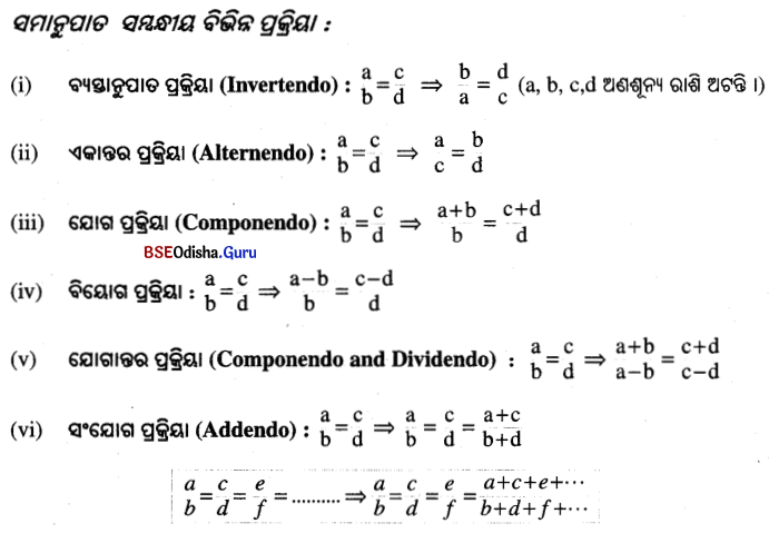 BSE Odisha 9th Class Maths Notes Algebra Chapter 6 ଅନୁପାତ ଓ ସମାନୁପାତ