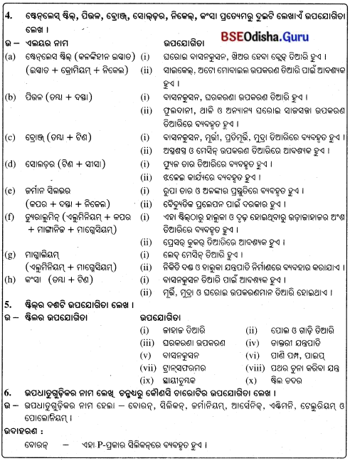 BSE Odisha 8th Class Science Notes Chapter 4 ଧାତୁ ଓ ଅଧାତୁ – BSE Odisha