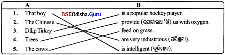 BSE Odisha 9th Class English Grammar Solutions Chapter 1 Parts of a Sentence 5