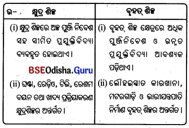 BSE Odisha 8th Class Geography Important Questions Chapter 4 ଶିଳ୍ପ 5