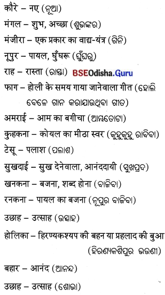 BSE Odisha 7th Class Hindi Solutions Chapter 8 होली आई, होली आई (कविता) 7