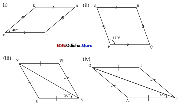 Class 8 Maths Chapter 4 Question Answer Odia Medium ଚତୁର୍ଭୁଜ Page 102 Q1.1