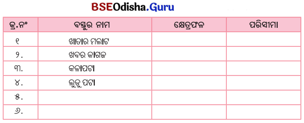 Class 5 Maths Chapter 11 Question Answer Odia Medium ଜେଜେମାଙ୍କ କମ୍ବଳ 30